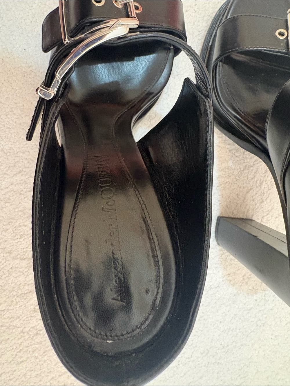 Alexander McQueen Black Leather Platform Buckle Heels - Picture 5 of 14